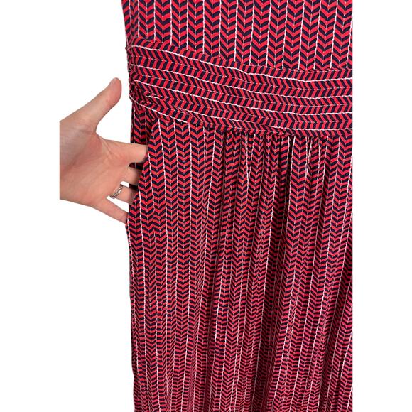 Boden Amelie Jersey Dress Red Chevron Twist Size 6 Short Sleeve Fit & Flare - Picture 8 of 15